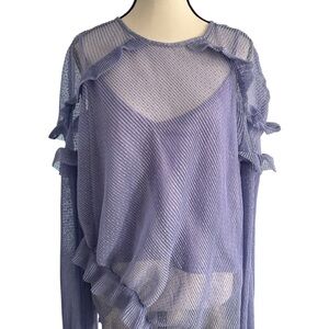 River Island Lavender Sheer Ruffle Blouse Size 18 (Large)